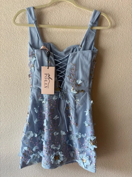 Oh Polly Briar Embellished Corset Mini Dress in Sky Blue. - Picture 6 of 8